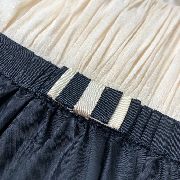 Anthropologie Yoana Baraschi Silk Black Cream Satin Ruffle Retro Cocktail - Picture 6 of 16